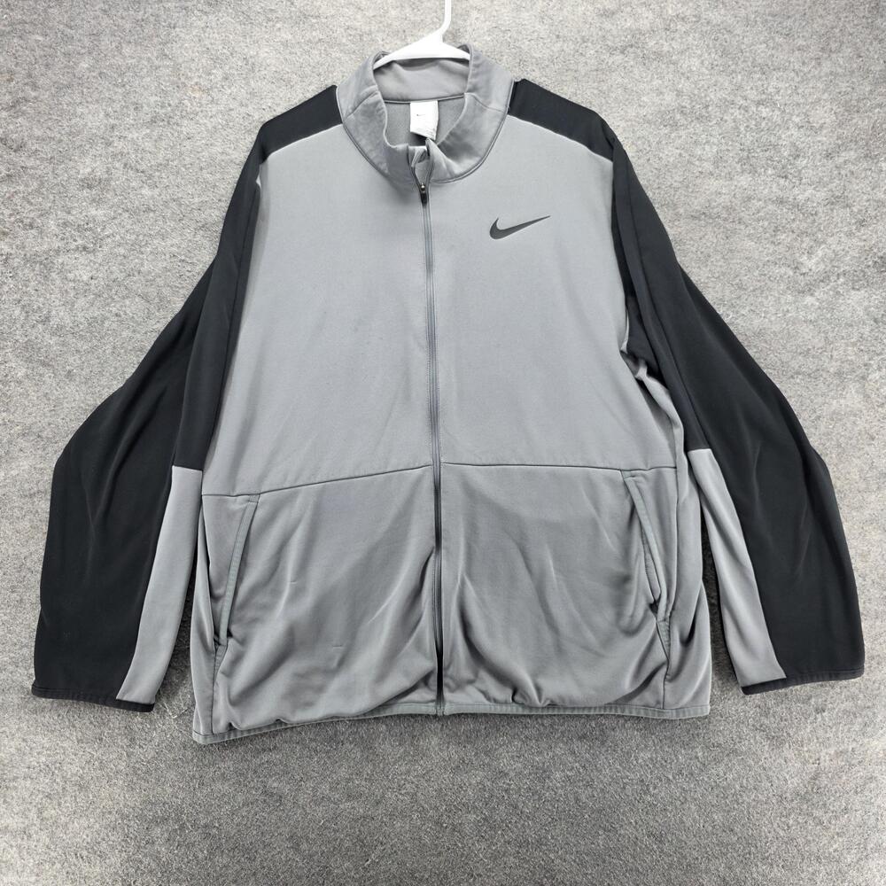 Nike Track Jacket Mens XL Gray Dri-FIT Full Zip Pockets Lined CU4947-084